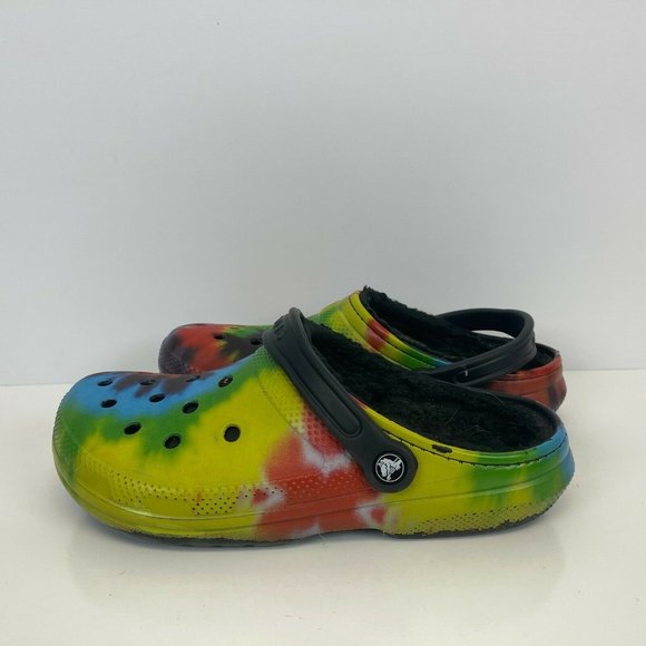 Crocs Classic Lined Tie Dye Clogs Heel Strap Size Mens 9 Womens 11 - Picture 1 of 6